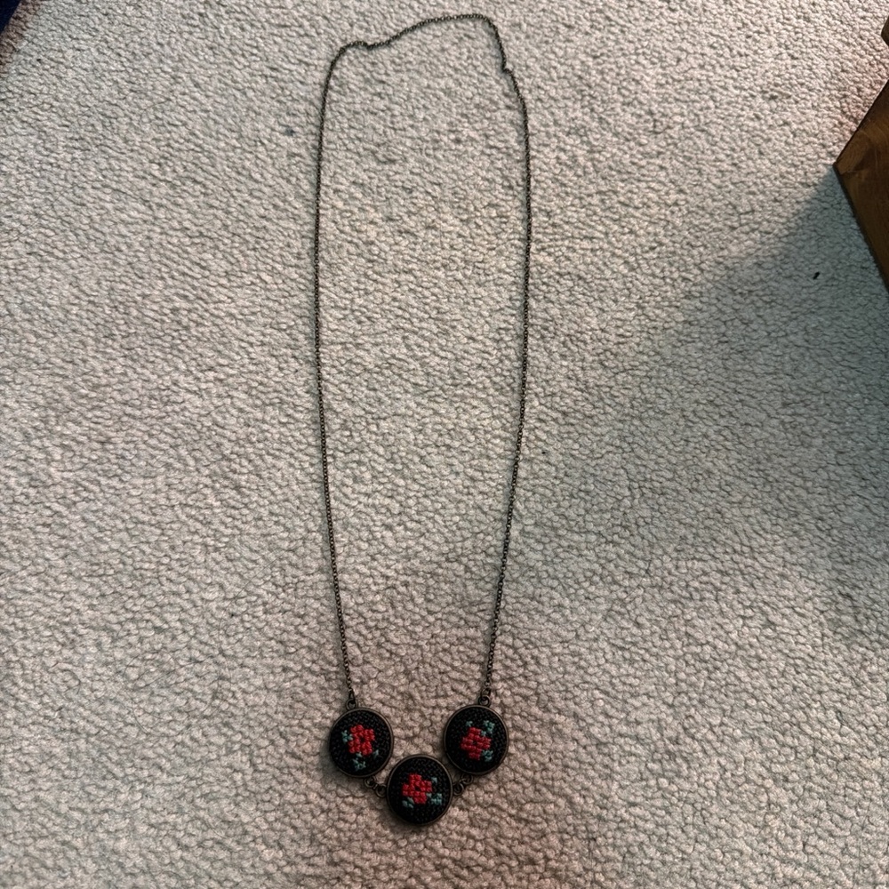 Handmade Black and Red Necklace